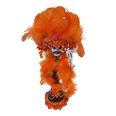 La Catrina Figur orange schräg oben