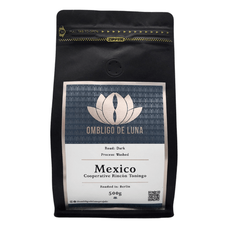 Ombligo de Luna Kaffee aus Mexiko dark washed 500g Packung front