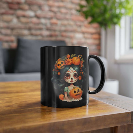 Dia de los Muertos Tasse Nina de la Calabaza Beispielfoto auf Couchtisch